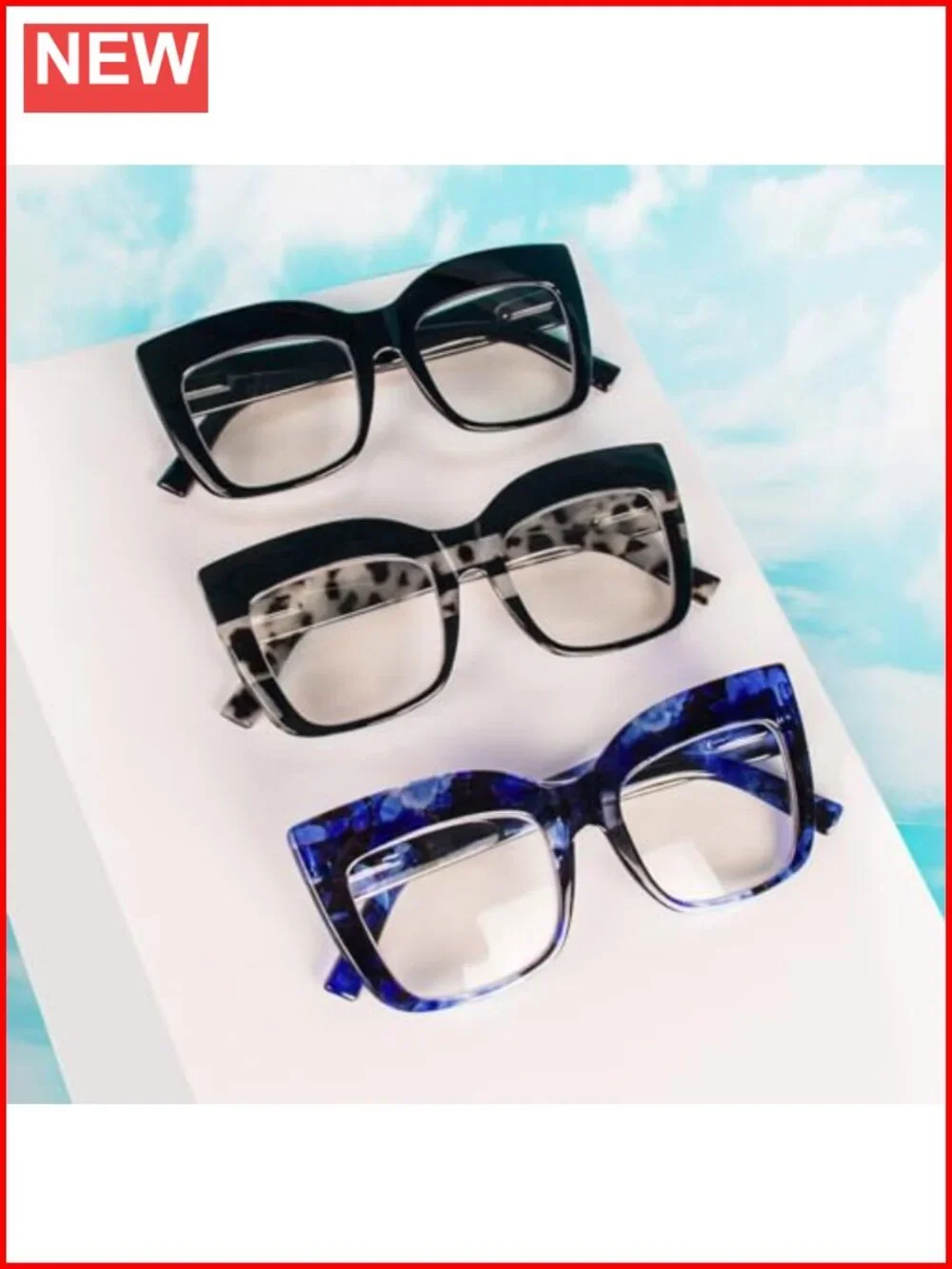 Oversized Reading Glasses for Women Blue Light Blocking 3 Pack Spring Hinge